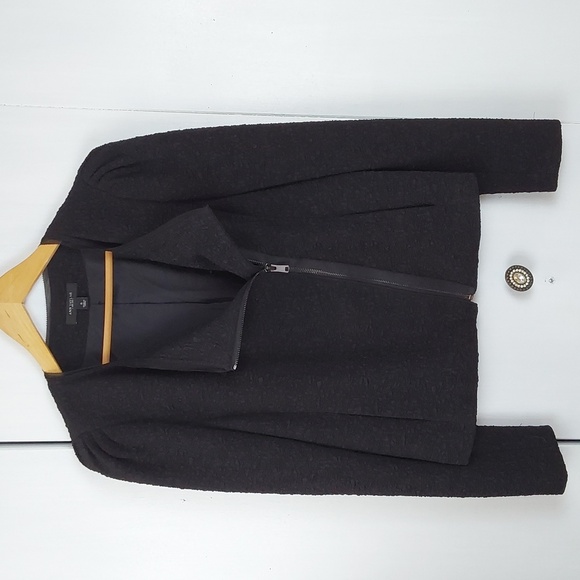 Ann Taylor Black Textured Jacket/Sports Coat Zip Pockets Elegant Office. Sz.6 - Picture 1 of 7